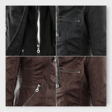 Μοντέρνο δερμάτινο μπουφάν με κουκούλα και διαχρονικό σχέδιο