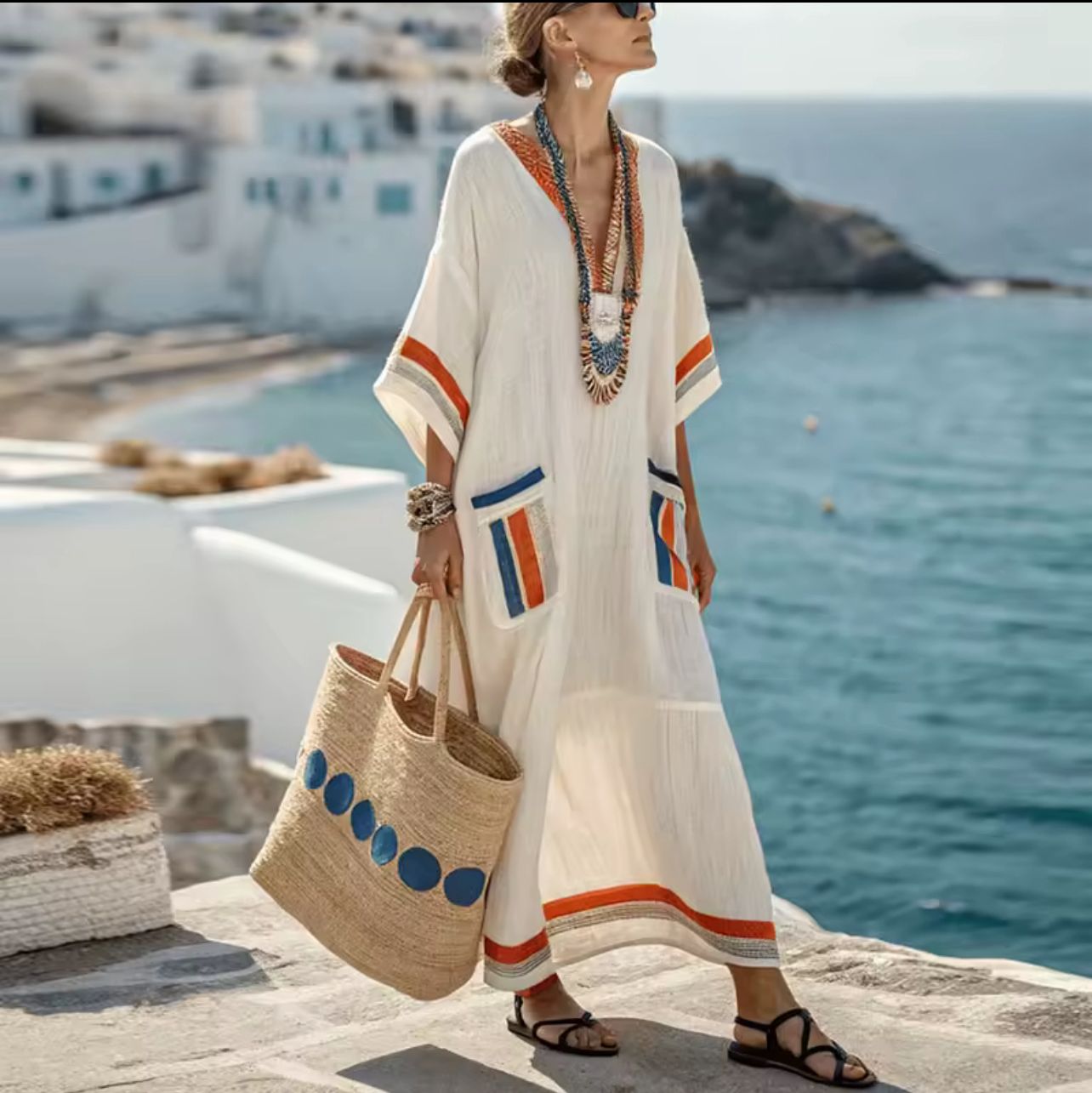 Κομψή Μαίρη - Μακρύ φόρεμα παραλίας για μια μοντέρνα καλοκαιρινή εμφάνιση
